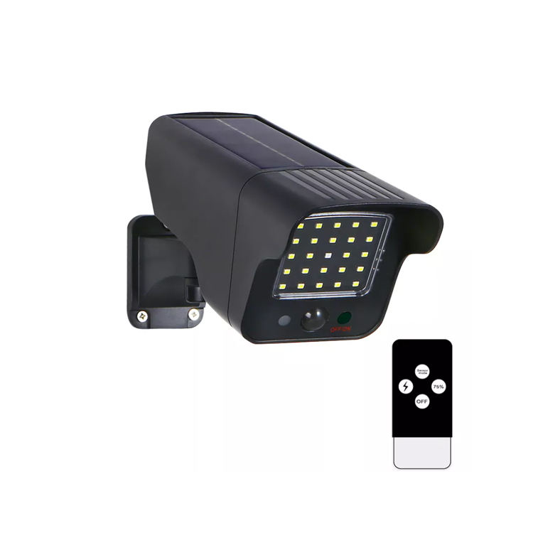 LED Solar Security PIR Motion Sensor Lamp for Outdoor Home Garden with Remote Control Dummy Camera Shaped Light