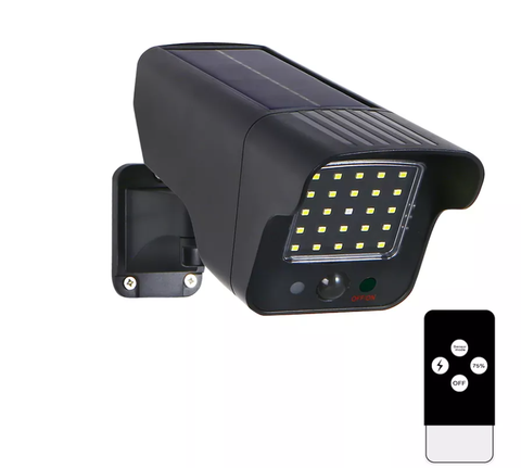 IP65 Waterproof Solar Battery Powered Dummy Security Camera Motion-Activated Floodlights Motion Sensor Flood Lights with Remote