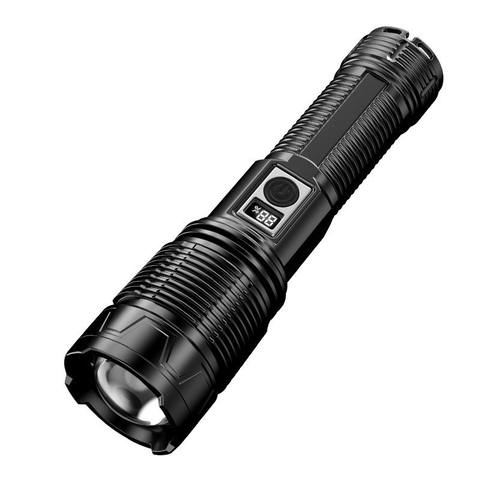 Cross-border Arrival White Laser Flashlight 1000+ Lumens IP20 Type-c Outdoor Portable Digital Zoom 18650 Rechargeable Battery