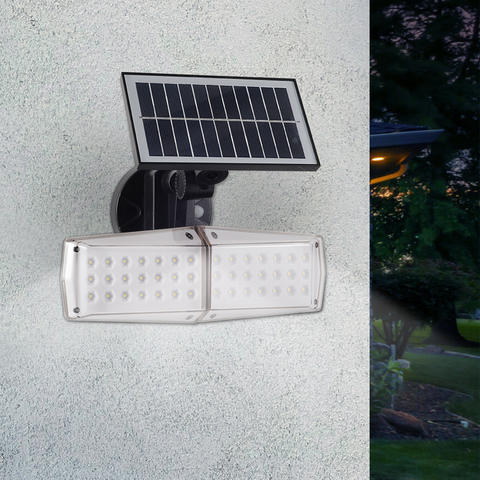 Solar LED Wall Lamp Outdoor IP65 Waterproof Garden Lamp Double-headed Rotatable Induction with 6-12 Hours Lighting