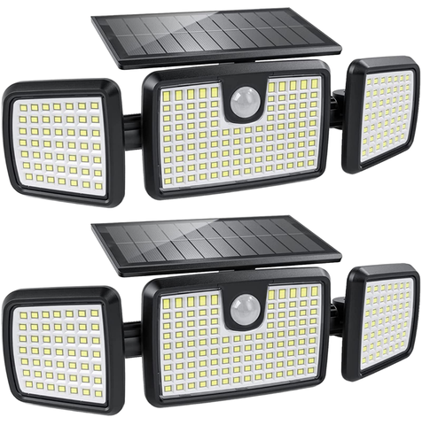3 Adjustable Heads IP68 Waterproof Solar Lights Outdoor LED High Brightness Cordless Solar Motion Sensor Lights