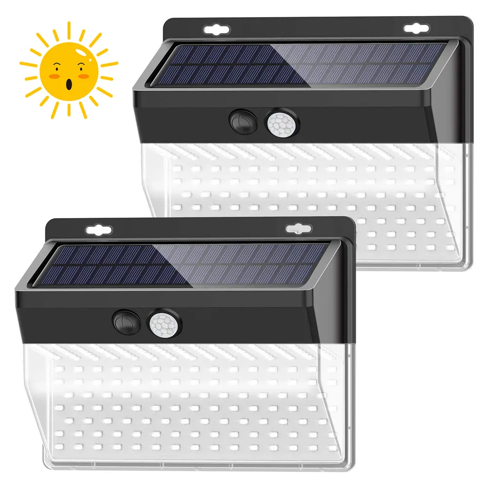 New 206 LED Outside Lighting Wall Mounted Motion Sensor Lamparas Solares 270 Degree IP65 Waterproof Solar Sensor Wall Light