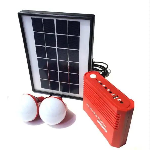 Portable Camping Mini Rechargeable Led Solar Kit 5w Solar Power Lighting System with 3pcs Led Bulbs