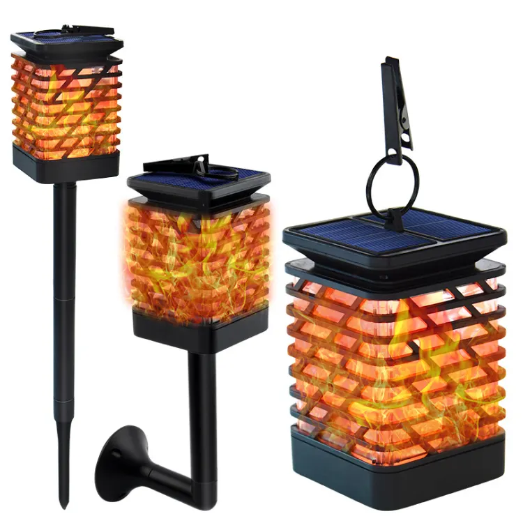 Outdoor Hanging Solar Lantern Flame Decorative Lights Waterproof LED Garden Pathway Solar Flickering Torch Light