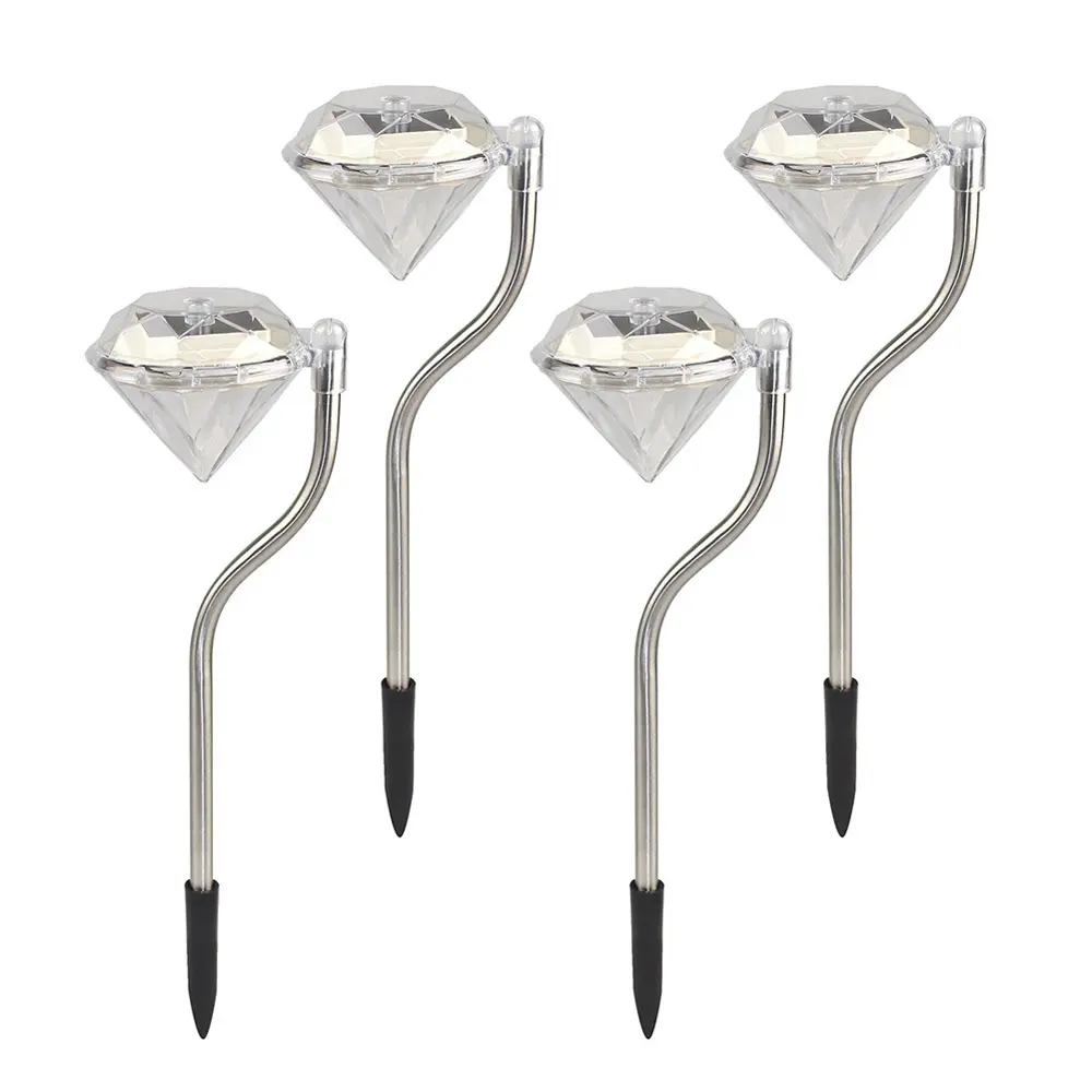 Stainless Steel Diamond-Shape Solar Garden Light Decorative Lawn Lamp Outdoor Garden Decoration Light