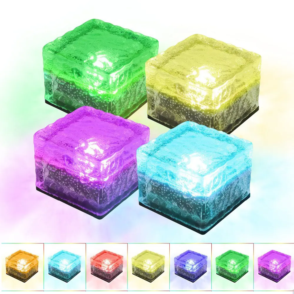 Outdoor Decoration IP67 Waterproof Driway Solar Panel Brick Deck Lights Ground Buried Solar Brick Light for Garden Pathway