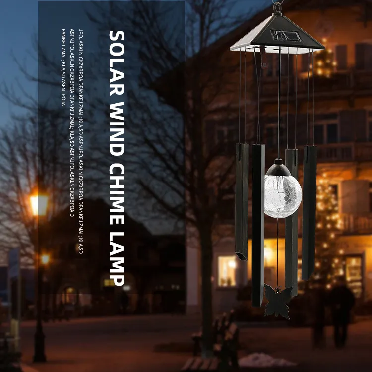 Decorative Wind Chimes LED Lights Solar Metal Hanging Wind Chimes Indoor Outdoor Garden Decoration