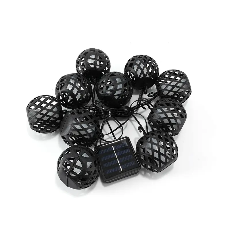 6*10 Led Solar Ball String Light Outdoor Garden Waterproof Warm Flame Hanging Solar Lantern Light