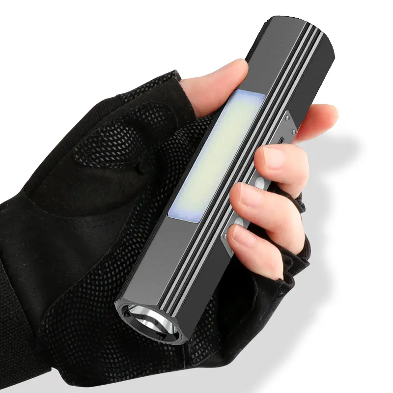 Portable Emergency Rechargeable Waterproof Aluminum Double Lamp 4 Modes Led Cob Flashlight Powerful With UV Flashlight