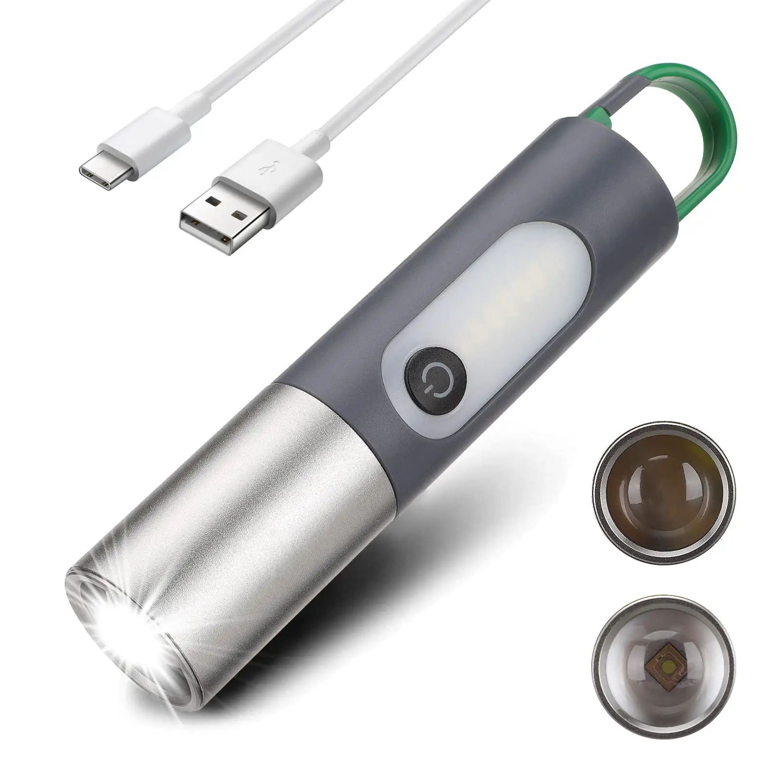 Hot Sale Portable 470lm TYPE-C Charging LED Zoomable Handheld Tactical Flashlights Waterproof Rechargeable Flashlights Torches