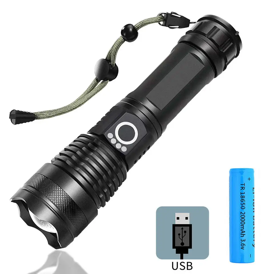 High Bright 20W XHP50 2000 Lumens Led Flash Light Light Torches Rechargeable Waterproof Led Tactical Flashlights Camping