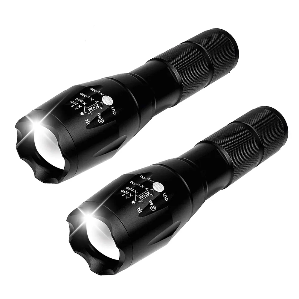 High Brightness Emergency Lights Camping 2km Distance Long Range T6 LED Tactical Torch Light Flashlight Series