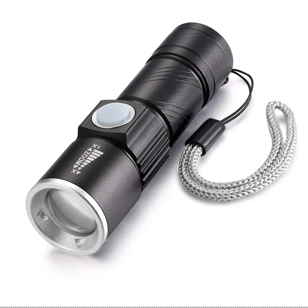 Mini Usb Rechargeable Zoom Torch Light Waterproof Lanterna De Led for Bike