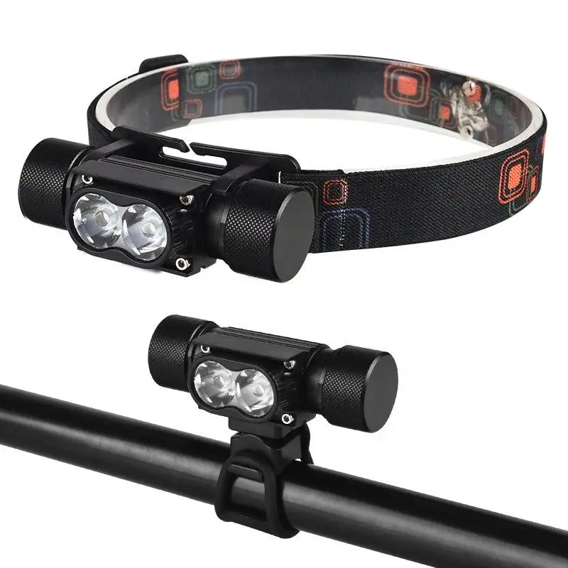 Outdoor USB Rechargeable Dual 20W T6 Led High Power Multi Purpose 2 in 1 USB Bicycle Front Light Headlamp