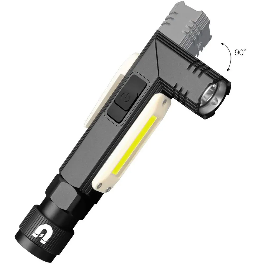 Big Multifunctional Aluminum Alloy Outdoor Emergency Head Lamp 90 Degree Rotating LED Torch Flashlight Rechargeable Work Light