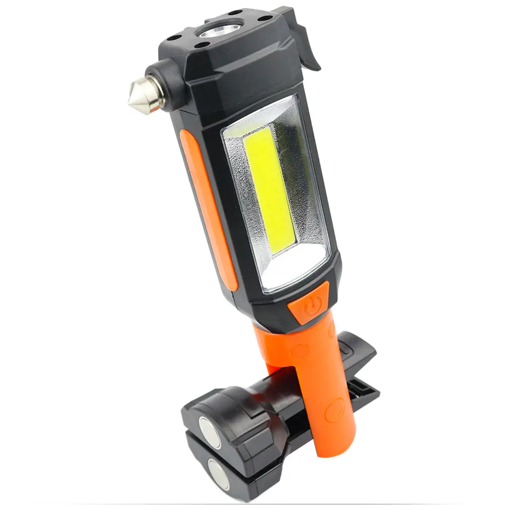 Multifunctional Magnetic Foldable Portable LED COB Work Light With Emergency Hammer Rope Cutter
