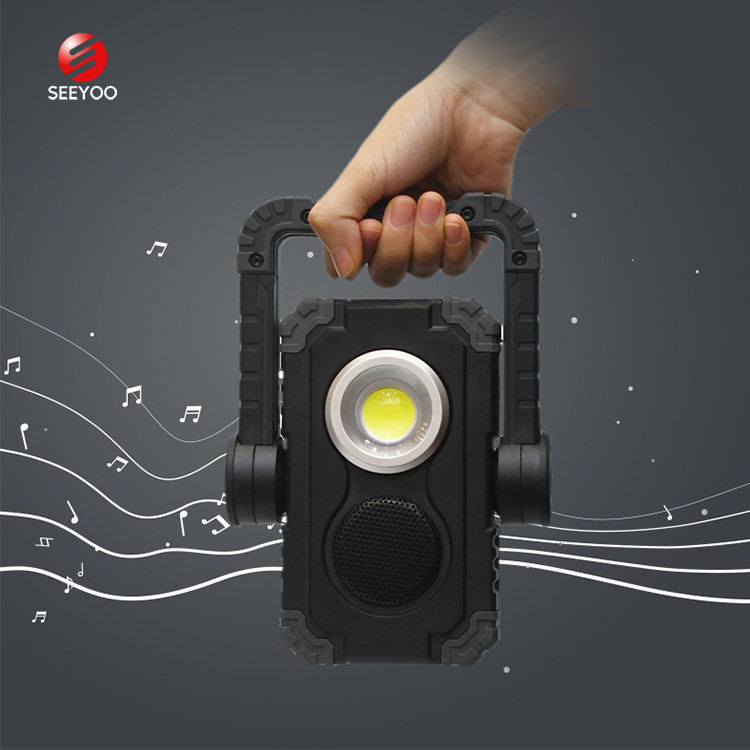 Best Selling 10W Working Lamp With Bluetooth Speaker, USB Rechargeable COB Led Work Light for Outdoor Lighting Car Repairing
