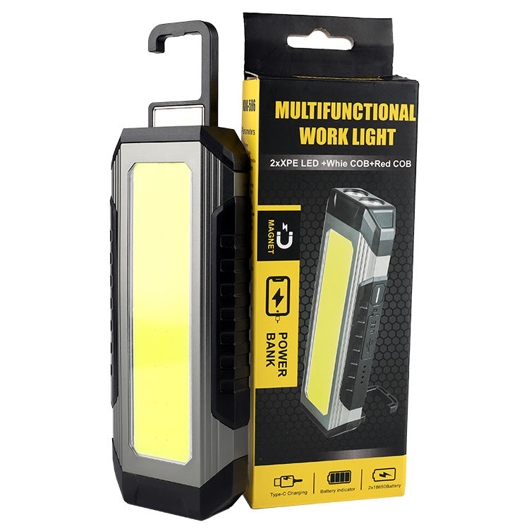 Large Battery Capacity Waterproof Inspection Light COB Red Emergency Lamp Power Bank Magnetic LED Rechargeable Work Light