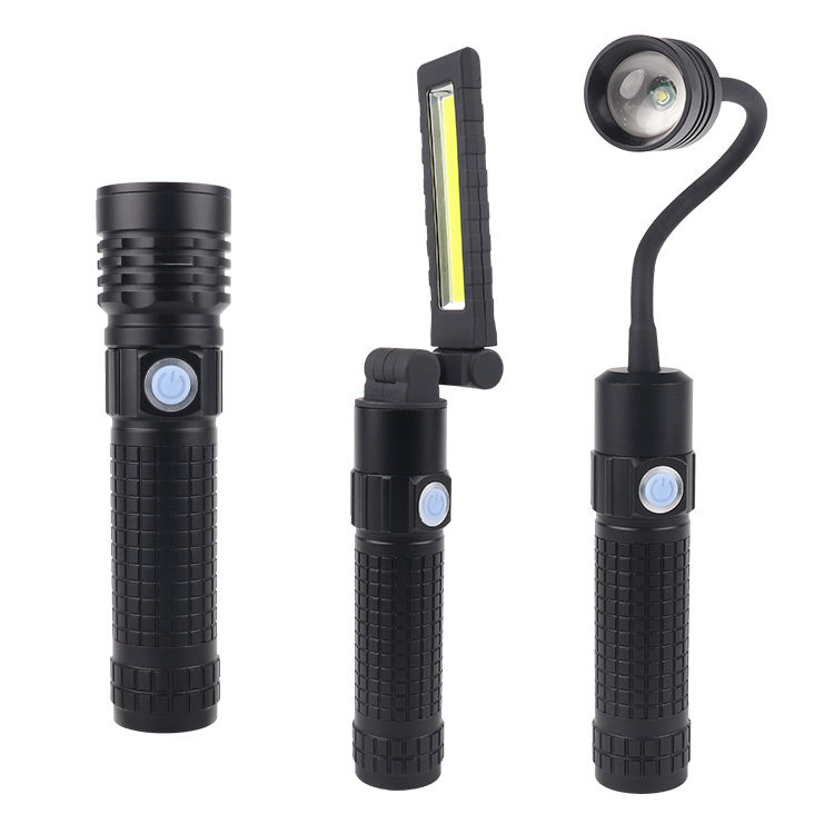 3 in 1 Multi-function Rechargeable Flashlights Set Waterproof Adjustable Inspection Light LED Working Lights With Magnet