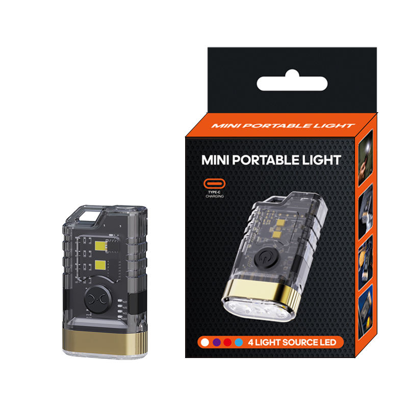 Multi-Function Lithium Rechargeable LED Pocket Keychain Flashlight UV Torch Warning Light Magnetic Work Light EDC IP55 Aluminum