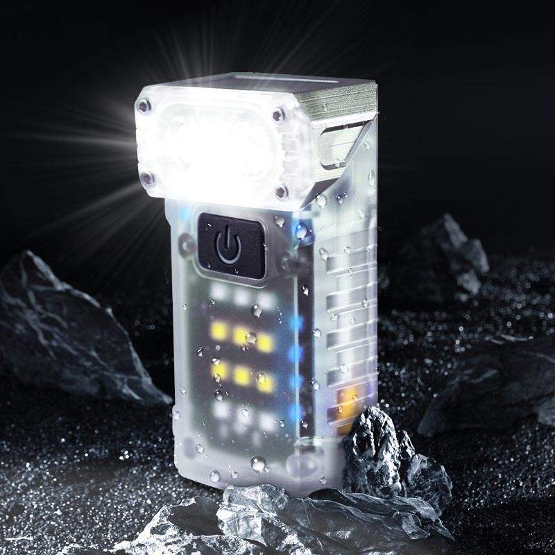 Portable Mini LED Flashlight Keychain Multi-function Type C Charging Waterproof Head Rotating Tail Magnet Working Light