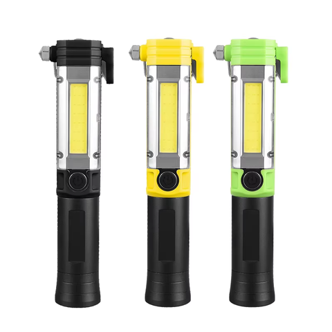 Portable Multi-Function LED Work Light Safety Hammer with Magnet & Battery Power Inspection Torch DC Power Supply
