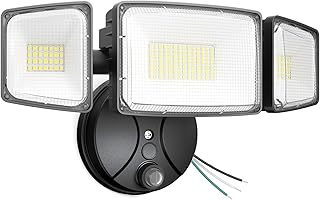 100w Dusk to Dawn Outdoor Lighting,11000LM Led Outdoor Light from Dusk Till Dawn,Super Bright Flood Light,IP66 Waterproof Exterior Security Black Light Fixture,3 Heads Photocell for Garage,Yard
