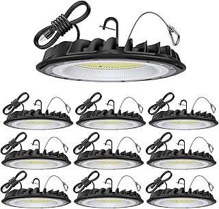 10 Pack ETL 155W UFO LED High Bay Light, 22500lm, Daylight 5000K, US Plug,110-277V, IP65 Waterproof Commercial LED Shop Lights for Workshop Factory Barn Warehouse, Garage ETL Listed