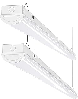 110W LED Shop Light 8FT Linear Strip Lights Linkable, 12000 Lumens, 5000K, 8 Foot Garage Lights, Surface Mount and Hanging Ceiling Lighting Fixture, 2 Pack