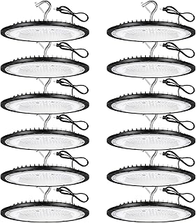 12 Pack 240W UFO LED High Bay Lights,120VAC IP66 Waterproof,40000LM 5000K Daylight, 1050W MH/HPS with Plug Commercial Bay Lighting for Barn,Gym,Factory,Warehouse,Shop,Workshop,Gym