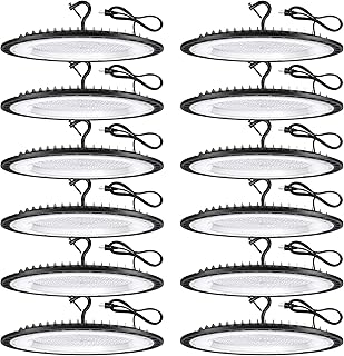 12 Pack 300W UFO Led High Bay Light Fixture,120VAC,5000K Daylight Commercial Shop Bay Lighting,45000LM,[1300W MH/HPS Equiv.] US Plug Area Lighting for Warehouse/Barn/Gym/Factory/Workshop