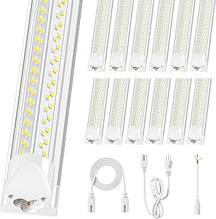 12 Pack Super Bright 100w 8ft Led Shop Light, 15000lm 5000k V Shape 8