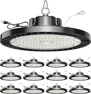 12 Pack UFO LED High Bay Light, 150W 5000K Daylight, 22500LM (Eqv. 800W MH/HPS), Commercial High Bay LED Shop Lights with US Plug for Garage Workshop Warehouse Barn, Plug&Play