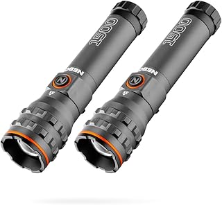 1500 Lumen 2-Pack EDC Flashlight | USB-C Rechargeable LED, 4 Light Modes, 3X Zoom, 14 Hour Run Time, Portable & Everday Carry, IPX7 Waterproof, Smart Power Control