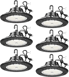 150W 6 Pack UFO LED Shop High Bay Lights, 22,500LM 5000K, 0-10V Dimmable, US Plug 5