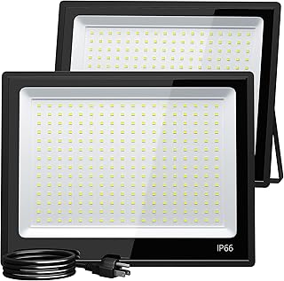200W LED Flood Light Outdoor 20000LM Super Bright IP66 Waterproof Commercial Stadium Lights, 6500K Daylight White Plug in Work Lights for Parking Lot Warehouse Sports Tennis Courts (200 Watts