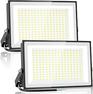 200W LED Flood Lights Outdoor, 18000LM Bright Security Light, IP66 Waterproof Outdoor LED Lights, 6500K Daylight White Floodlight for Garage, Yard, Garden, Stadium, Playground, Arena(2 Pack)