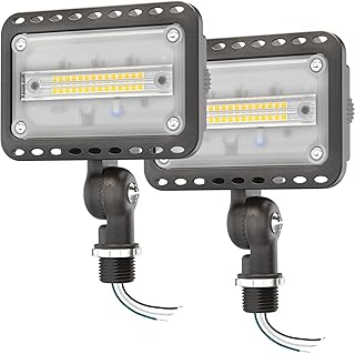 20W LED Flood Lights Outdoor, IP65 Waterproof Exterior Security Wall Lights with 180°Knuckle, 2800LM 120V Outside Aluminum Lighting Fixture for Patio Porch Barn Garage 5000K 2 Pack, UL Listed