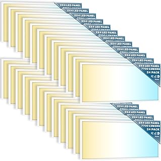 24 Pack 2x4 LED Flat Panel Light Drop Ceiling Office Fixture, 7700 LM, Selectable Features, 40W/50W/60W, 4000K/5000K/6000K, Dimmable (0-10V), Dustproof ETL