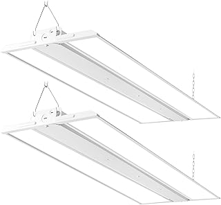 2 Pack 4FT 250W LED Linear High Bay Shop Light, 33750lm 135LM/W, 120-277V, 0-10V Dimmable, 5000K Daylight Hanging Light for Warehouse Workshops, ETL