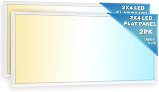 2x4 LED Flat Panel Light Drop Ceiling Office Shop Commercial Warehouse Fixture, 6500 Lumens, Selectable Features, 30W/40W/50W, 4000K/5000K/6000K, Dimmable (0-10V), Dustproof ETL 2 Pack.