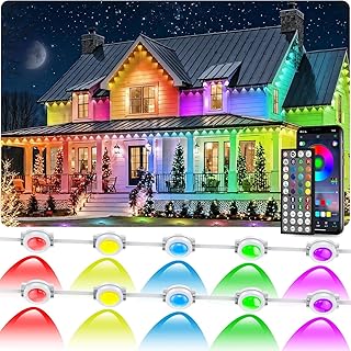 300FT/90M Permanent Outdoor RGB Lights, IP67 Waterproof Smart Eave Lighting, with App/Remote Control Eaves Light, DIY LED Scenes Modes for House Roof Decor,Party