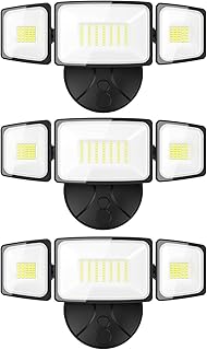3 Packs 75W Flood Lights Outdoor, 7000LM Brightness Security Lights,Switch Controlled, IP65 Waterproof, 6500K Exterior LED Flood Light with 3 Adjustable Heads for Yard Home