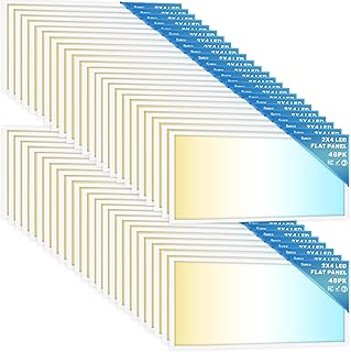 48 Pack 2x4 LED Flat Panel Light Drop Ceiling Office Shop Commercial Warehouse Fixture, 6500 Lumens, Selectable Features, 30W/40W/50W, 4000K/5000K/6000K, Dimmable (0-10V), Dustproof ETL