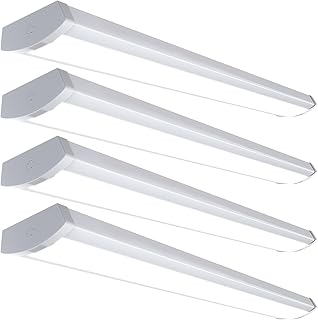 4FT 60W LED Wraparound Light, 6600lm Linkable 60W/50W/40W 5000K Led Shop Lights Surface Mounting, ETL,AC120V LED Ceiling Office Wrap Light for Kitchen, Hallway, Fluorescent Replacement, 4P