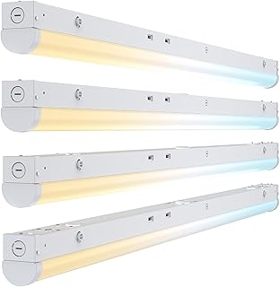 4ft LED Linear Light Fixture: 40W/32W/24w Linear Shop Lights 35/40/5000K, 130lm/W,120-277V Led Garage Ceiling Lighting,1-10V Dim Led Strip Light for Office Garage Warehouse, UL Listed, 4P