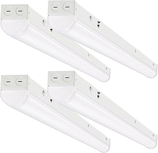 4FT LED Linear Light Fixture, 4 Foot LED Shop Lights 40/32/24W 35/40/5000K CCT Selectable, 4Feet Commercial Bay Lighting Fluorescent Tube Replacement for Office Garage 4 Pack