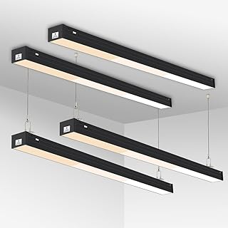 4FT LED Linear Lights, 40W 3000K/4000K/5000K Selectable Hanging Light, 4’ Linkable Office Shop Light Fixture, 0-10VDimmable Architectural Lighting Fixture ETL Listed for Gym Retails 4Pack