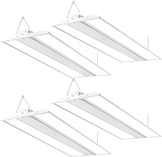 4 Pack 4FT 250W LED Linear High Bay Shop Light, 33750LM 135LM/W, 100-277V, 0-10V Dim, 5000K Daylight Hanging Light for Warehouse Workshops, ETL