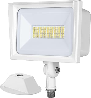 65W LED Flood Light Outdoor, 6670 LM Super Bright(500W Equivalent) IP65 Waterproof Knuckle Mount LED Security Light, 5000K Daylight Flood Light for Garden, Yard, Garage, UL Listed, White